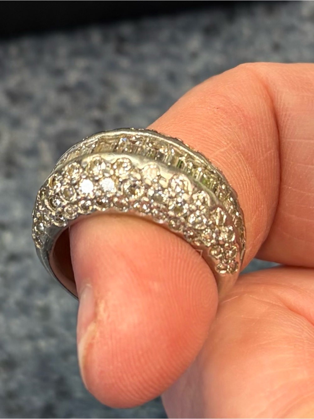 Diamond-Style Platinum Baguette Halo Wedding Ring - Picture 4 of 5